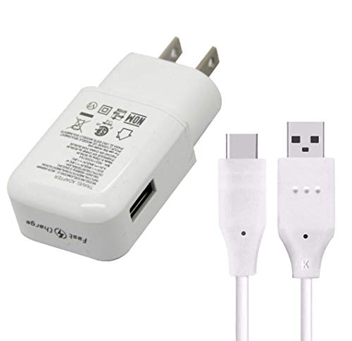 Fast Charger Compatible LG Stylo 4 G5 G6 G7 G8 V20 V30 V35 V30S V40 ThinQ Plus,Samsung Galaxy S8 Plus S9 S9+ S10 Active Note 8 Note 9,Moto Z Z2 Plus and More, USB Type C Cable with Charger Adapter